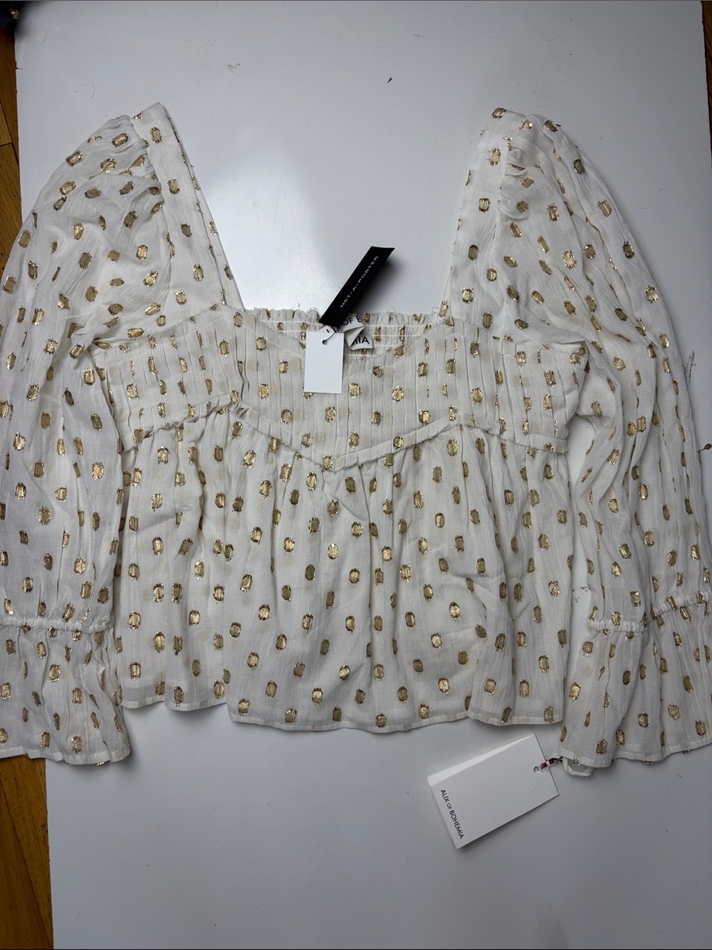 Alix of Bohemia Priya off white bronze mist top